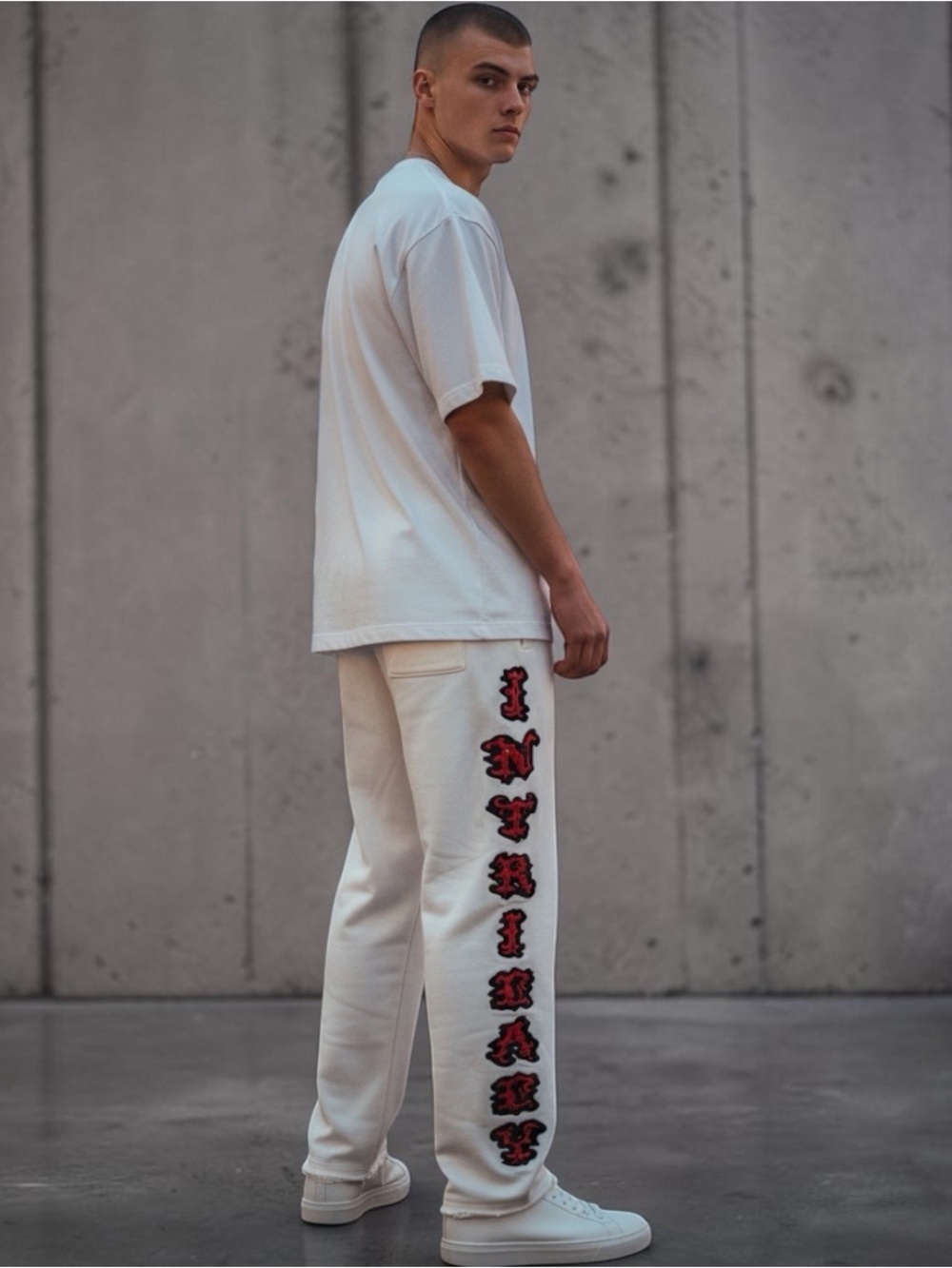 Lost Intricacy Patch Pants - Cream with Red in XL. New with tags